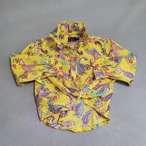 Upcycled Reworked Ruffle Collar Long Sleeve Button Up Oxford Shirt Size XL
